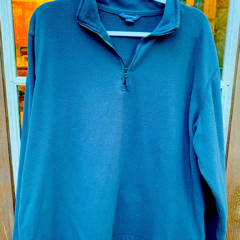 Land’s End Black fleece half zip pullover sweatshirt top